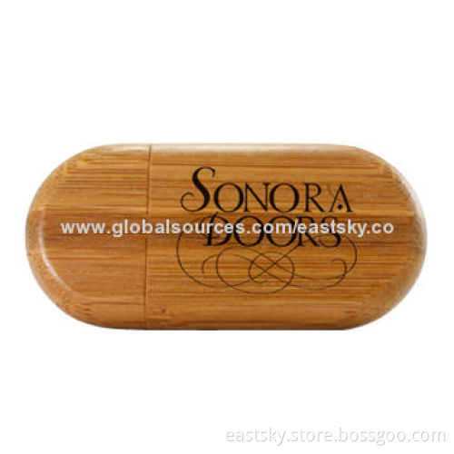 Wooden Flash Drive, Wood and Bamboo Materials, 64MB to 32GB, Logos Made with Laser TechniqueNew